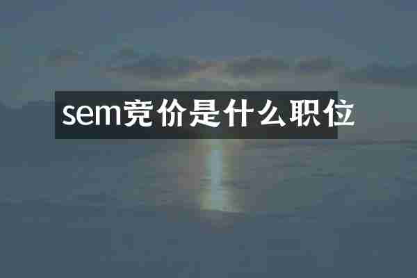 sem竞价是什么职位