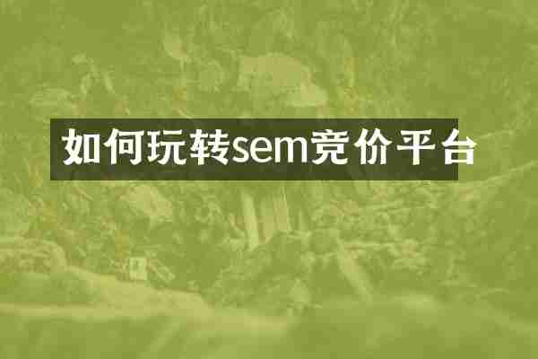 如何玩转sem竞价平台