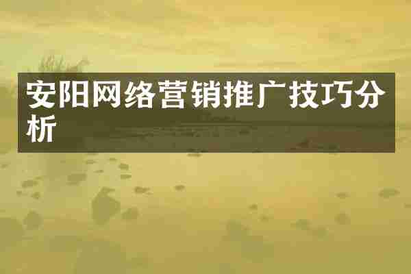 安阳网络营销推广技巧分析