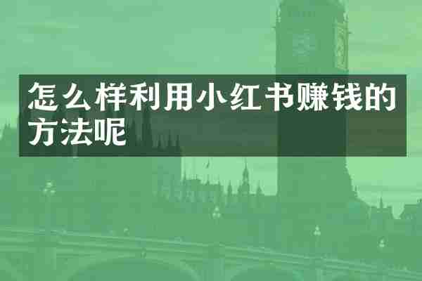 怎么样利用小红书赚钱的方法呢