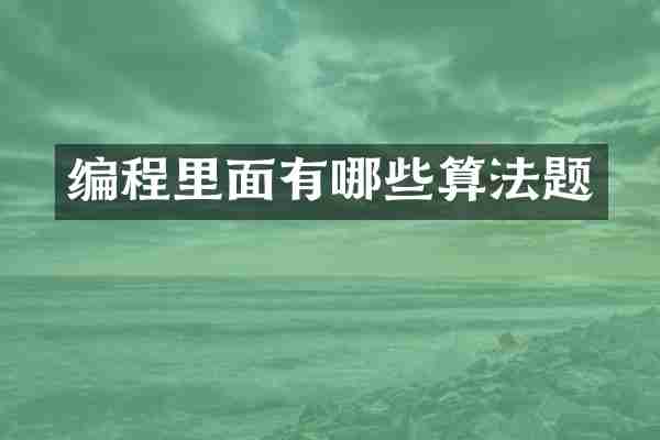 编程里面有哪些算法题