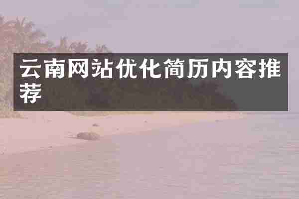 云南网站优化简历内容推荐