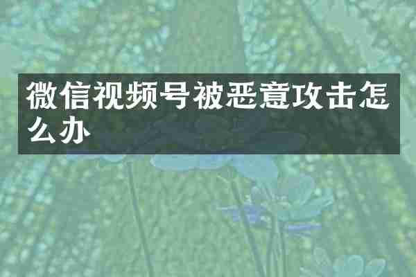 微信视频号被恶意攻击怎么办