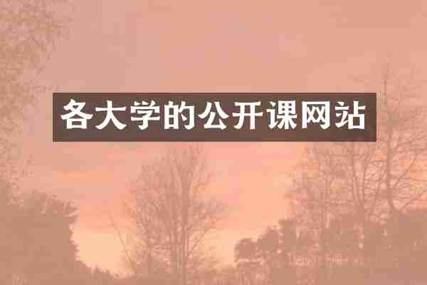 各大学的公开课网站