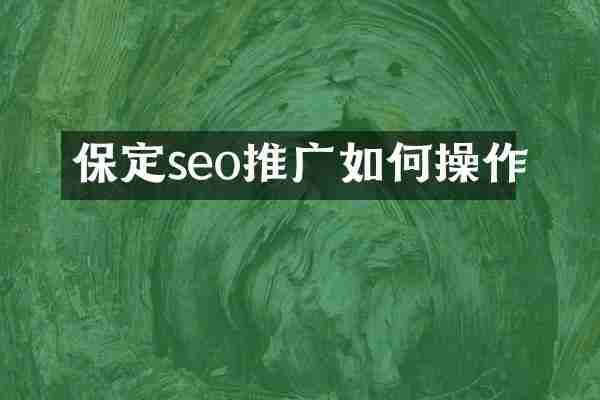 保定seo推广如何操作