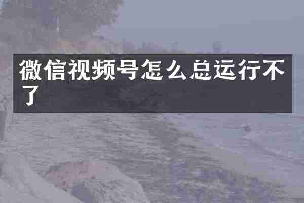 微信视频号怎么总运行不了