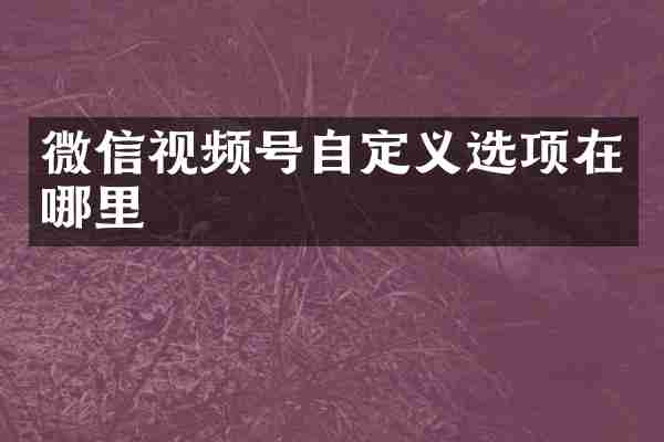 微信视频号自定义选项在哪里