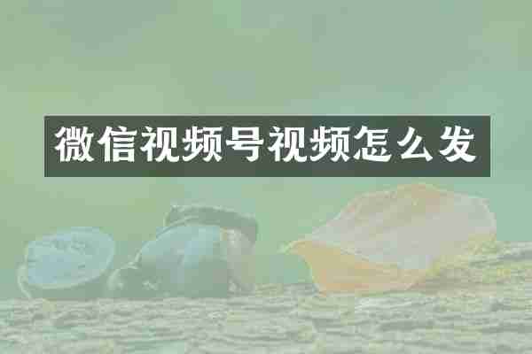 微信视频号视频怎么发