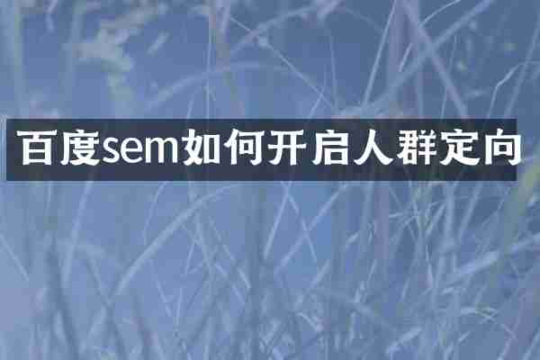 百度sem如何开启人群定向