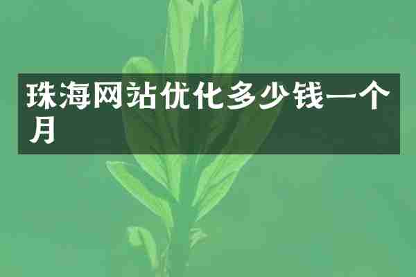 珠海网站优化多少钱一个月