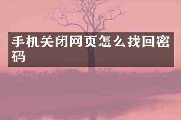 手机关闭网页怎么找回密码