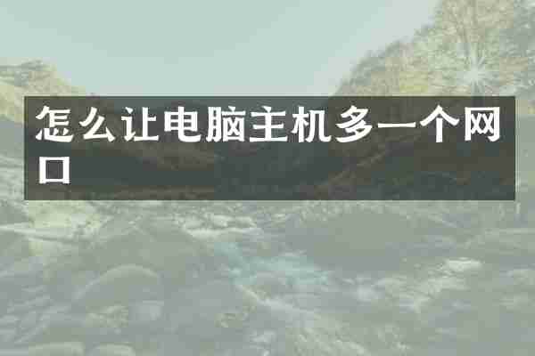 怎么让电脑主机多一个网口