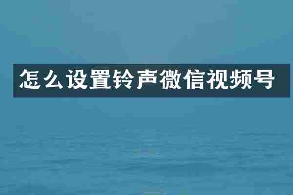 怎么设置铃声微信视频号
