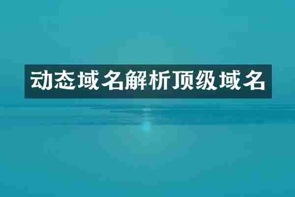 动态域名解析顶级域名