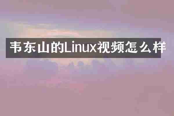 韦东山的Linux视频怎么样