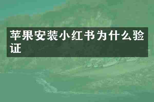 苹果安装小红书为什么验证