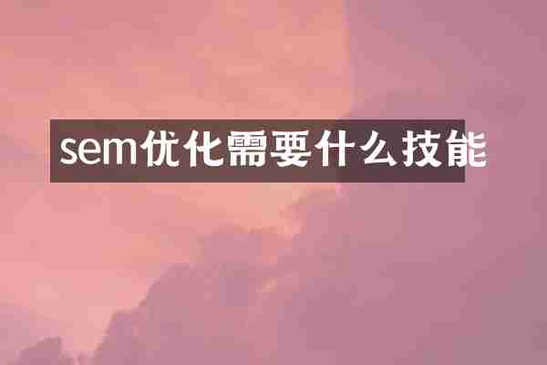 sem优化需要什么技能