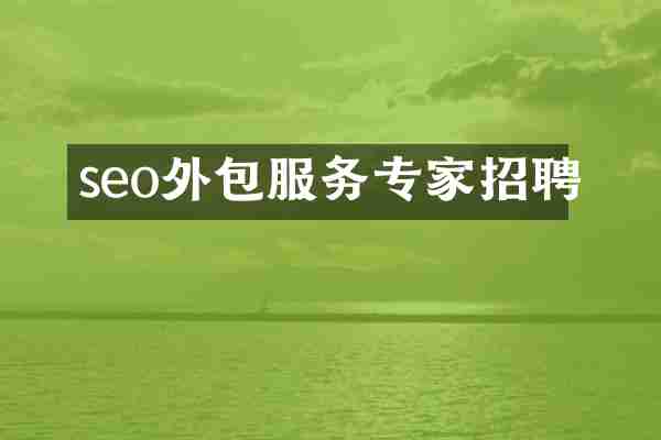 seo外包服务专家招聘