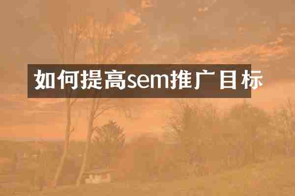 如何提高sem推广目标