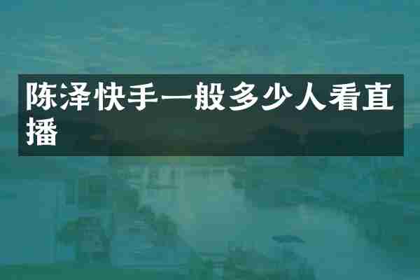 陈泽快手一般多少人看直播