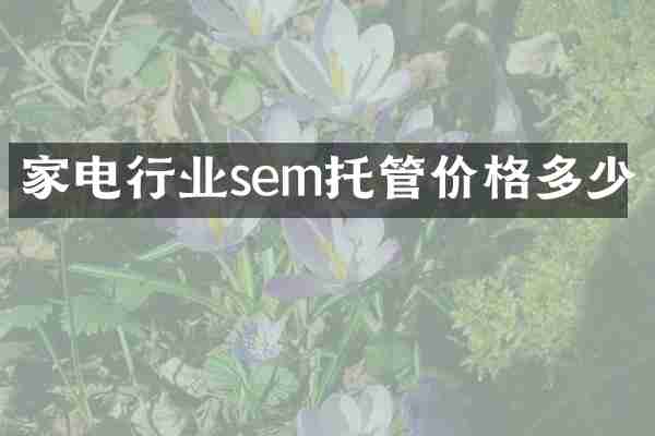 家电行业sem托管价格多少