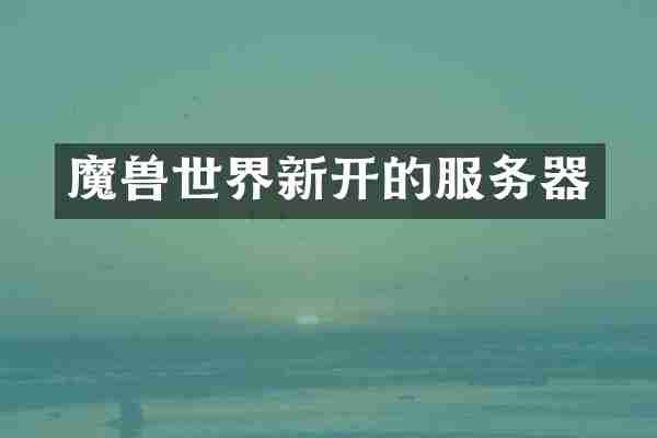 魔兽世界新开的服务器
