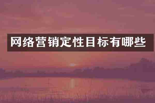 网络营销定性目标有哪些
