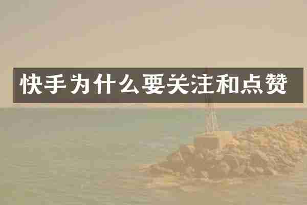 快手为什么要关注和点赞