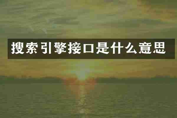 搜索引擎接口是什么意思