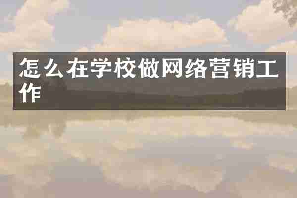 怎么在学校做网络营销工作