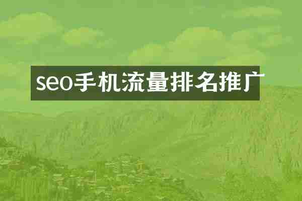 seo手机流量排名推广