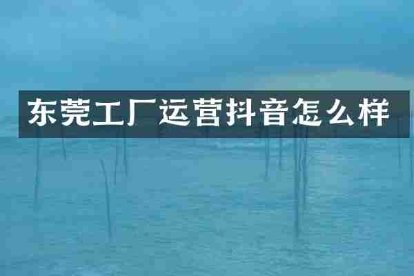 东莞工厂运营抖音怎么样