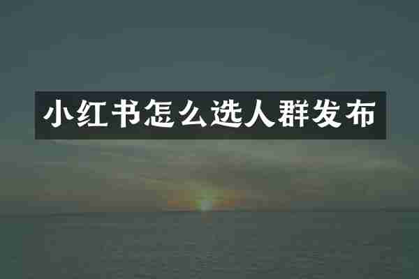 小红书怎么选人群发布