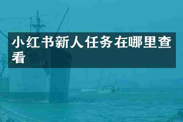 小红书新人任务在哪里查看