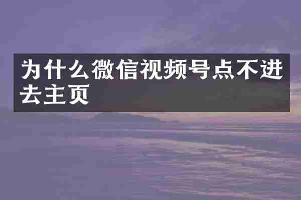 为什么微信视频号点不进去主页