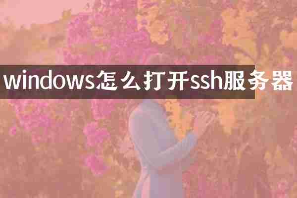windows怎么打开ssh服务器