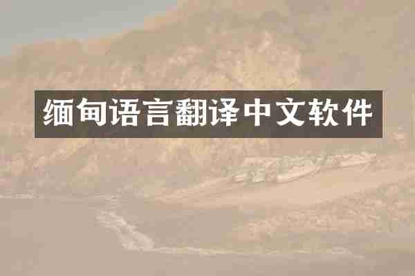 缅甸语言翻译中文软件