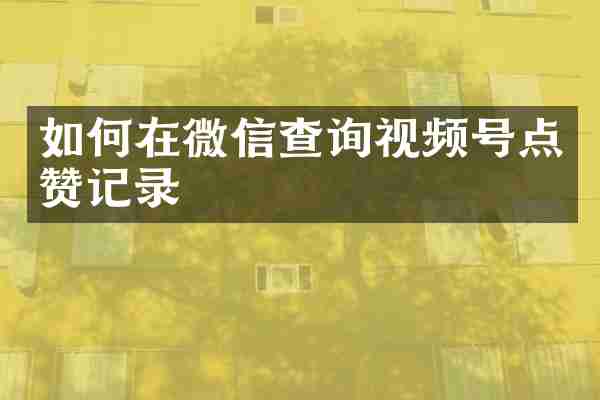 如何在微信查询视频号点赞记录