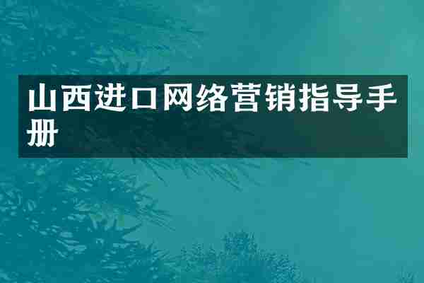 山西进口网络营销指导手册