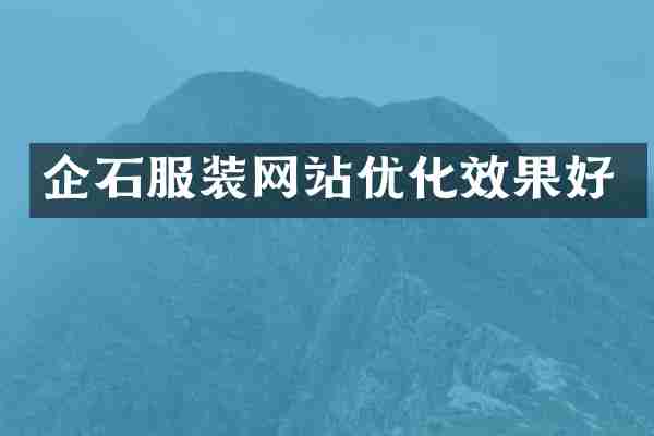 企石服装网站优化效果好