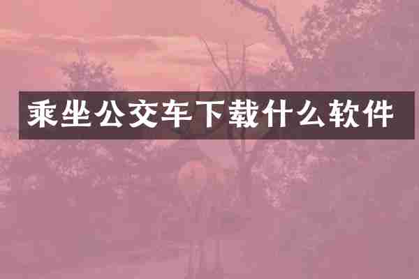 乘坐公交车下载什么软件