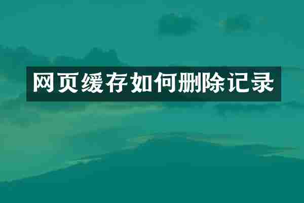 网页缓存如何删除记录