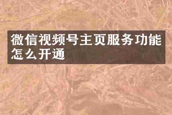 微信视频号主页服务功能怎么开通