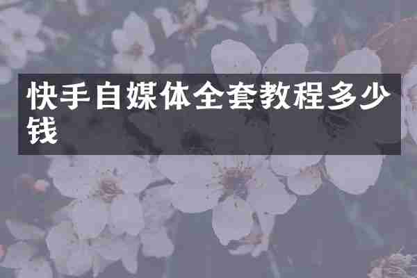 快手自媒体全套教程多少钱
