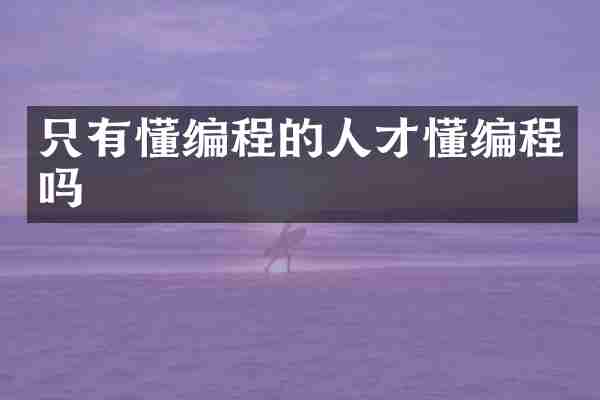 只有懂编程的人才懂编程吗