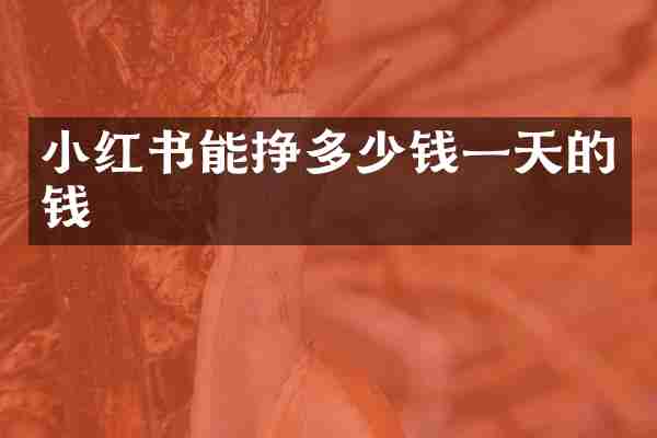 小红书能挣多少钱一天的钱