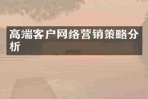 高端客户网络营销策略分析
