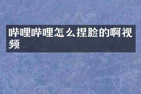 哔哩哔哩怎么捏脸的啊视频