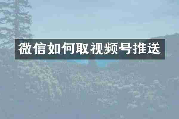 微信如何取视频号推送