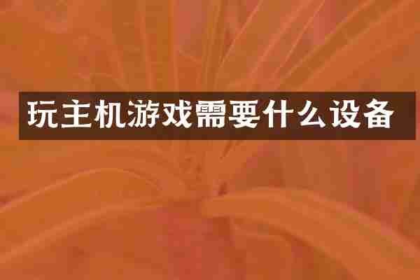 玩主机游戏需要什么设备